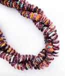 Purple Spiny Oyster with Turquoise Smooth Rondelle Beads Size 5x10mm 16" Strand
