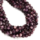 Genuine Natural Purple Lepidolite Mica Smooth Round Beads 6mm to 13mm 15.5" Strd