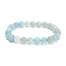 Multi Blue Aquamarine Smooth Round Beaded Bracelet 8mm 7.5'' Length 3 PCS/Set