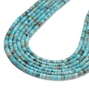 Grade AA Natural Genuine Blue Turquoise Heishi Disc Beads Size 2x2mm 15.5'' Strd