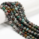 Natural Brown Green Azurite Smooth Round Beads Size 6mm 8mm 10mm 15.5'' Strand