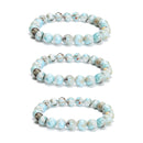 Multi Color Larimar Smooth Round Beaded Bracelet 8mm 7.5'' Length 3 PCS Per Set