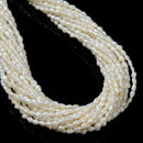 White Fresh Water Pearl Side Drill Nugget Beads Size 3-4mm x 4-5mm 15'' Strand