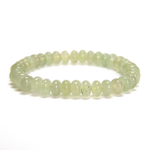 Light Green Color Dyed Jade Smooth Rondelle Beaded Bracelet 5x8mm 7.5'' Length