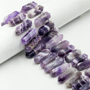 Natural Teeth Amethyst Graduated Top Drill Points Beads Size 30-45mm 15.5" Strd