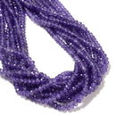 Amethyst Color Dyed Jade Faceted Rondelle Beads Size 3x4mm 14'' Strand