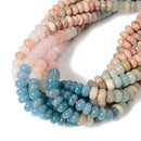 02-Multi-color Gemstone Smooth Rondelle Beads Size 5x8mm 15.5'' Strand