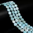 Grade A Natural Larimar Smooth Coin Beads Size 10mm 15.5'' Strand