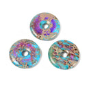 Purple Galaxy Sea Sediment Jasper Donut Circle Pendant Size 40mm Sold by Piece