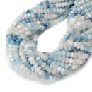 Natural Gradient Aquamarine Faceted Rondelle Beads Size 4x6mm 15.5'' Strand