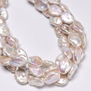 Natural White Fresh Water Pearl Flat Oval Shape Beads 15-16x18-20mm 15.5'' Strd