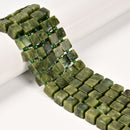 Natural Green Jade Smooth Cube Beads Size 8-9mm 15.5'' Strand
