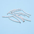 925 Sterling Silver Faceted Curved Tube Beads Size 2x25mm 6 Pieces Per Bag