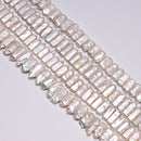White Fresh Water Pearl Double Drill Irregular Rectangle Beads 6x18mm 16" Strand