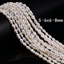 Natural White Fresh Water Pearl Baroque Shape Beads 4x8mm 5x8mm 6x8mm 15''Strand