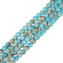 Light Blue Sea Sediment Jasper Coin Beads Size 8mm 15.5'' Strand