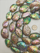 Natural Abalone Puffy Oval Nugget Shape Beads Size Approx 25x35mm 15.5" Strand