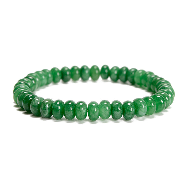 Emerald Color Dyed Jade Smooth Rondelle Beaded Bracelet Size 5x8mm 7.5'' Length