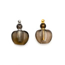 Natural Smoky Quartz Flat Bottom Perfume Bottle Silver & Golden Cap