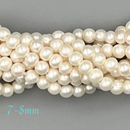 2.0mm Hole White Fresh Water Pearl Off Round Beads Size 8-9mm 9-10mm 8" Strand