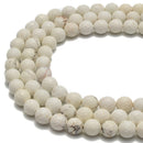 White Turquoise Soft Cut Faceted Round Beads 6mm 8mm 10mm 15.5" Strand