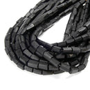 Natural Black Tourmaline Rough Faceted Tube Beads Size 7-9x12-13mm 15.5'' Strand