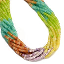 02 Multi-color Gemstone Smooth Rondelle Beads Size 2x4mm 15.5'' Strand