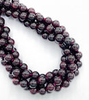 01- Natural Red Garnet Smooth Round Beads Size 5mm to 9.5mm 15.5" Strand