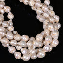 Natural White Fresh Water Pearl Baroque Shape Beads 10-12x12-14mm 16" Strand