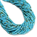 Blue Turquoise Faceted Rubik's Cube Beads Size 3mm 15.5'' Strand