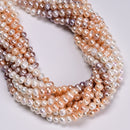 Gradient Natural Fresh Water Pearl Ringed Potato Shape Beads 5-6mm 13.5" Strand