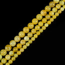 Yellow Fire Agate Smooth Round Beads Size 6mm 8mm 10mm 15.5'' Strand