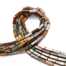 Natural Red Creek Jasper Rectangle Tube Beads Size 4x13mm 15.5'' Strand
