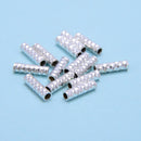 925 Sterling Silver Faceted Tube Beads Size 3x10mm 7 Pieces Per Bag