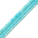 Aqua Blue MOP Shell Smooth Rondelle Beads Size 3x4mm 4x6mm 5x8mm 15.5'' Strand