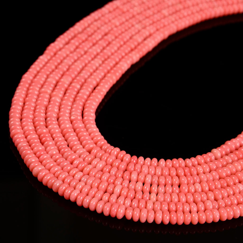 Pink Bamboo Coral Smooth Round Beads