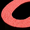 Pink Bamboo Coral Smooth Rondelle Beads Size 2x4mm 15.5'' Strand