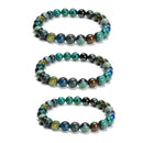 Azurite Malachite Chrysocolla Round Beaded Bracelet 8mm 7.5'' Length 3 PCS/Set