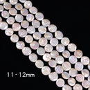 Natural White Fresh Water Pearl Coin Shape Beads 10-11mm 11-12mm 14.5'' Strand