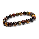 Multi Color Tiger Eye Round Beaded Bracelet 6mm 8mm 10mm 7.5'' Length 3 PCS/Set