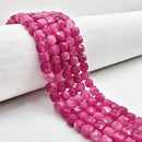 Pink Tourmaline Color Dyed Jade Faceted Cube Beads Size 7mm 15.5'' Strand