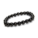 Black Jet Smooth Round Beaded Bracelet Size 6mm 8mm 10mm 7.5'' Length 3 PCS/Set