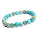 Light Blue Sea Sediment Jasper Round Beaded Bracelet 8mm 7.5'' Length 3 PCS/Set