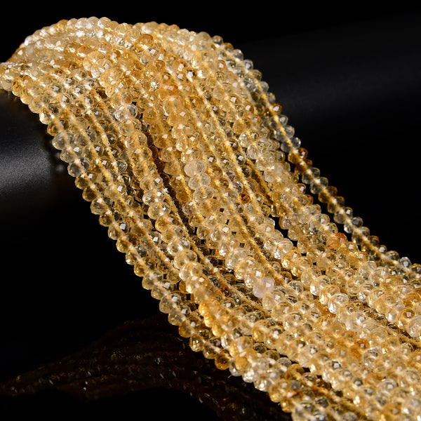 Natural Citrine Faceted Rondelle Beads Size 4x6mm 15.5'' Strand