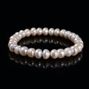 White Fresh Water Pearl Rondelle Button Beaded Bracelet 4x6mm 6x8mm 7.5''Length