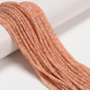 Natural Peach Moonstone Faceted Rubik's Cube Beads Size 2mm 15.5'' Strand