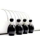 Natural Stone Essential Oil Necklace 18x33mm Smooth Round Bottle & Silver Chain