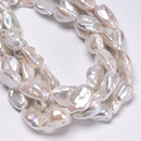 Natural White Fresh Water Pearl Irregular Chunk Beads 15-18x20-28mm 15.5" Strand