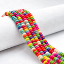 Multi Color Howlite Turquoise Smooth Rondelle Shape Size 3x6mm 15.5" Strand