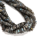 High Quality Labradorite Faceted Rondelle 4x7mm 5x8mm 15.5" Strand